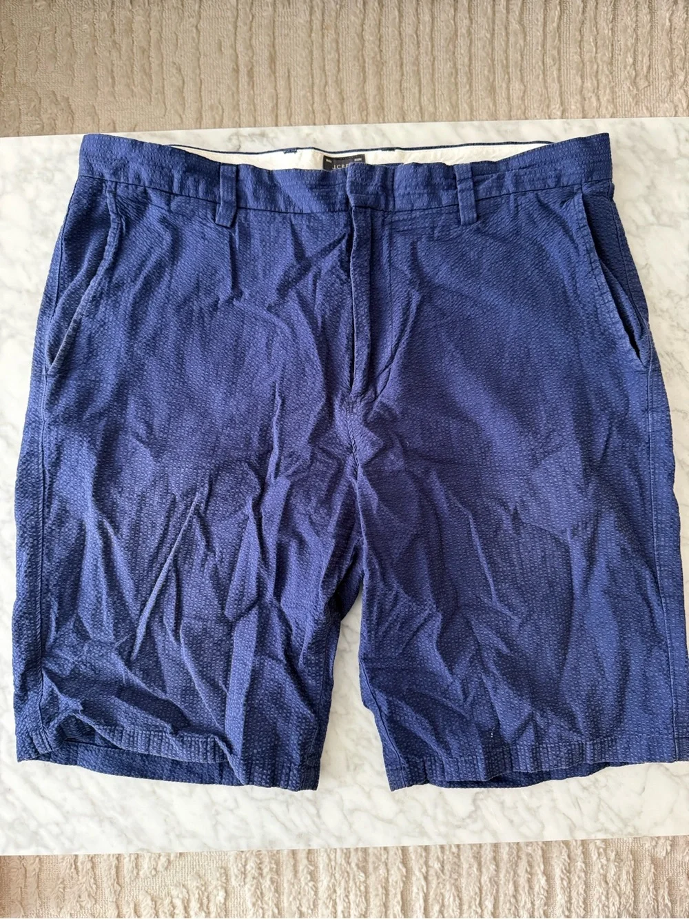 J.Crew Club Seersucker-Texture Shorts – Navy – 33W x 10.5” Inseam
